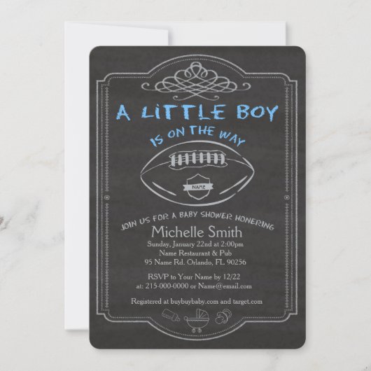 Baby shower Invitation Card Football. (Devant)