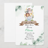 BABY SHOWER INVITATION CARTE SAFARI ANIMAUX (Devant / Derrière)