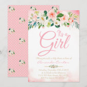 Baby shower invitation c'est un baby shower fille (Devant / Derrière)