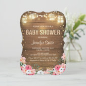 Baby shower invitation Coed Rustic Floral Garden (Debout devant)