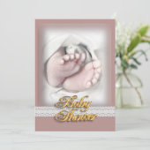 Baby shower invitation croquis pieds bébé (Debout devant)