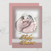 Baby shower invitation croquis pieds bébé (Devant / Derrière)