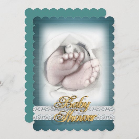 Baby shower invitation croquis pieds bébé (Devant / Derrière)