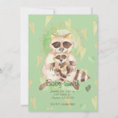 Baby Shower Invitation Custom Photo Raccoons Brown Kaart (Achterkant)