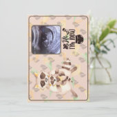 Baby Shower Invitation Custom Photo Raccoons Brown Kaart (Staand voorkant)