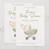 Baby Shower Invitation Cute Bear Theme (Devant / Derrière)