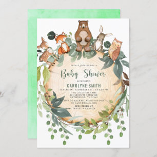 Baby shower Invitation Cute Bois Animaux Rusti