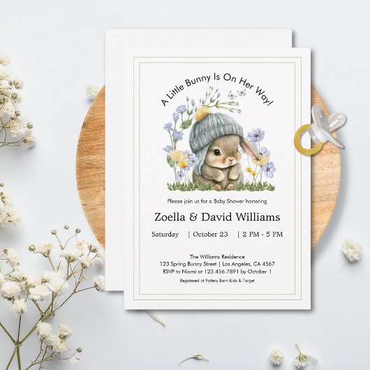 Baby Shower Invitation Cute Minimal Bunny