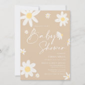 Baby shower Invitation Daisy Beige (Devant)