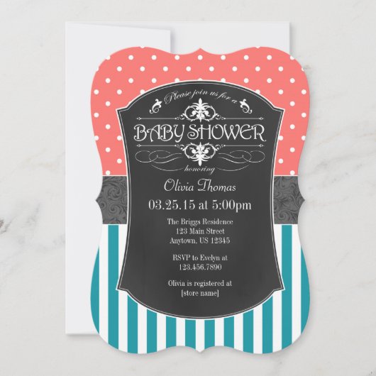 Baby shower Invitation de bandes de tableau de bor (Devant)