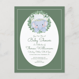 Baby Shower   Invitation de carte postale éléphant