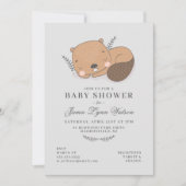 Baby shower | Invitation de castor dormant (Devant)