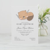 Baby shower | Invitation de castor dormant (Debout devant)