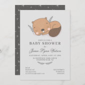 Baby shower | Invitation de castor dormant (Devant / Derrière)