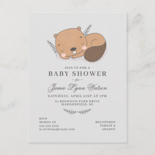 Baby shower Invitation de castor dormant