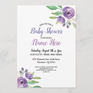 Baby shower Invitation de fleurs violettes Lilac
