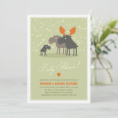 Baby shower Invitation de la famille Moose Deer (Debout devant)
