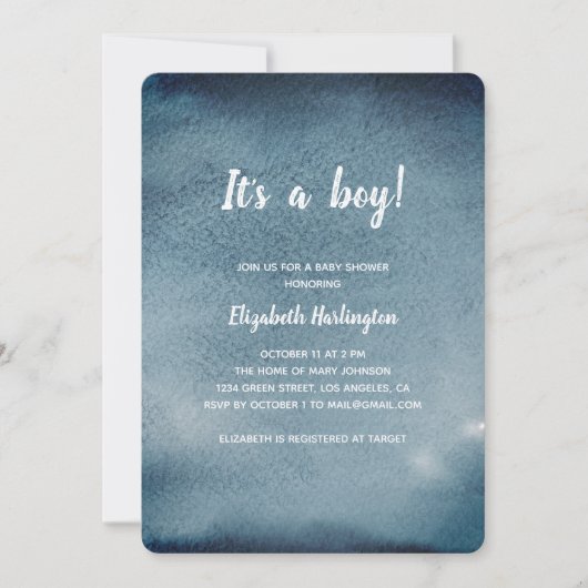 Baby shower. Invitation de la Marine. Aquarelle bl (Devant)