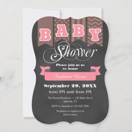 Baby shower Invitation de tableau de bord Brown ro (Devant)