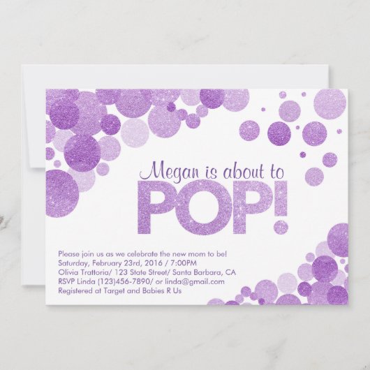 Baby shower Invitation Elle est sur le point de Po (Devant)