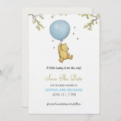 Baby shower invitation featuring a cute bear  (Devant / Derrière)