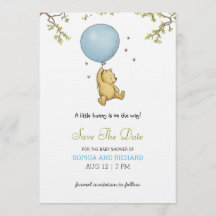 Baby shower invitation featuring a cute bear 