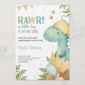 Baby shower invitation featuring a dinosaur  kaart (Voorkant)