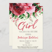 Baby shower Invitation fille (Devant / Derrière)