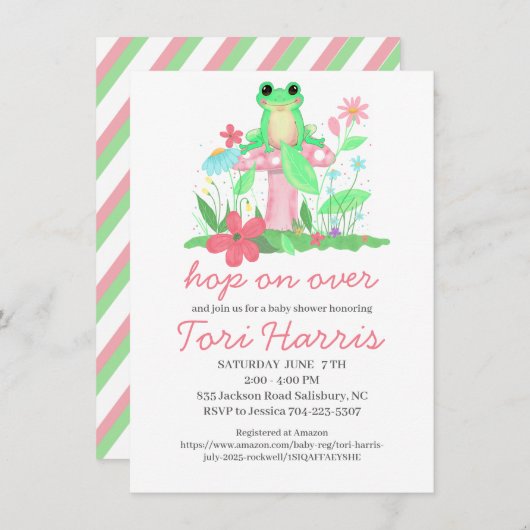 Baby shower Invitation fille (Devant / Derrière)