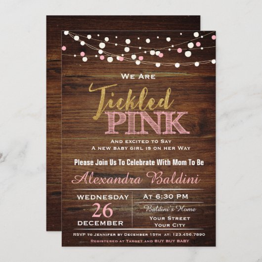 Baby shower Invitation fille (Devant / Derrière)