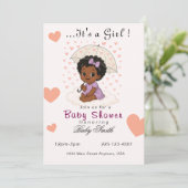 Baby shower invitation fille noire bouchée (Debout devant)