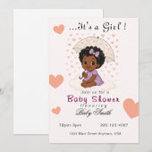 Baby shower invitation fille noire bouchée (Devant / Derrière)