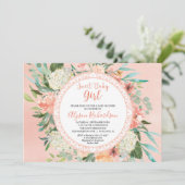 Baby shower invitation fille pêche crème verdure (Debout devant)