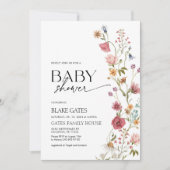 Baby shower Invitation Fleur sauvage aquarelle (Devant)