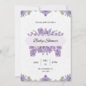 baby shower invitation fleurs violettes (Devant)