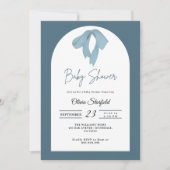 Baby Shower Invitation for Boy – Blue Bow, Modern (Devant)