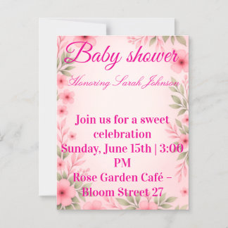 Baby shower invitation for girl magnetische uitnodiging