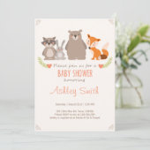 Baby shower invitation Forêt d'animaux (Debout devant)