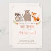 Baby shower invitation Forêt d'animaux (Devant / Derrière)