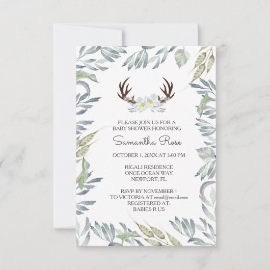 Baby shower Invitation garçon, rustique (Devant)