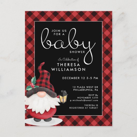 Baby shower | Invitation Gnome Holiday (Devant)