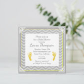 Baby shower Invitation Grey Chevron Stripe (Debout devant)