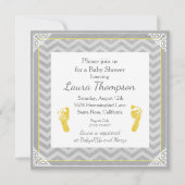 Baby shower Invitation Grey Chevron Stripe (Devant)