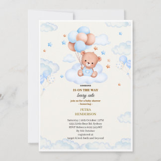Baby shower invitation in the shape of a blue  kaart