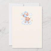 Baby shower invitation in the shape of a blue kaart (Achterkant)