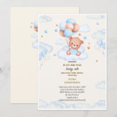 Baby shower invitation in the shape of a blue kaart (Voorkant / Achterkant)