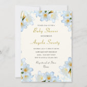 Baby shower Invitation Lily Flowers blanc Code QR (Devant)