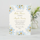 Baby shower Invitation Lily Flowers blanc Code QR (Debout devant)
