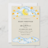 Baby shower Invitation Lune et Stars Thème (Devant)