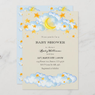 Baby shower Invitation Lune et Stars Thème